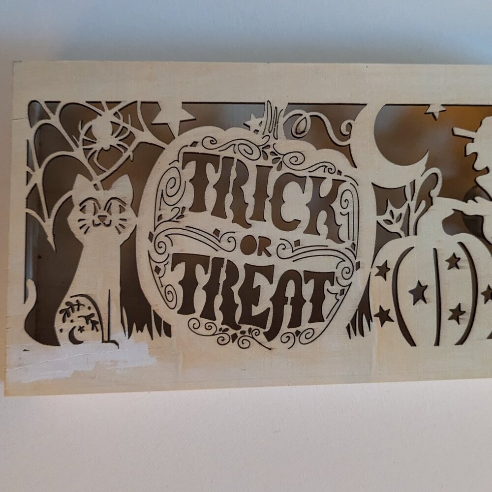 NWT 'Trick or Treat' DIY LED Halloween Sign JOL Pumpkin Witch Cat Michaels Craft